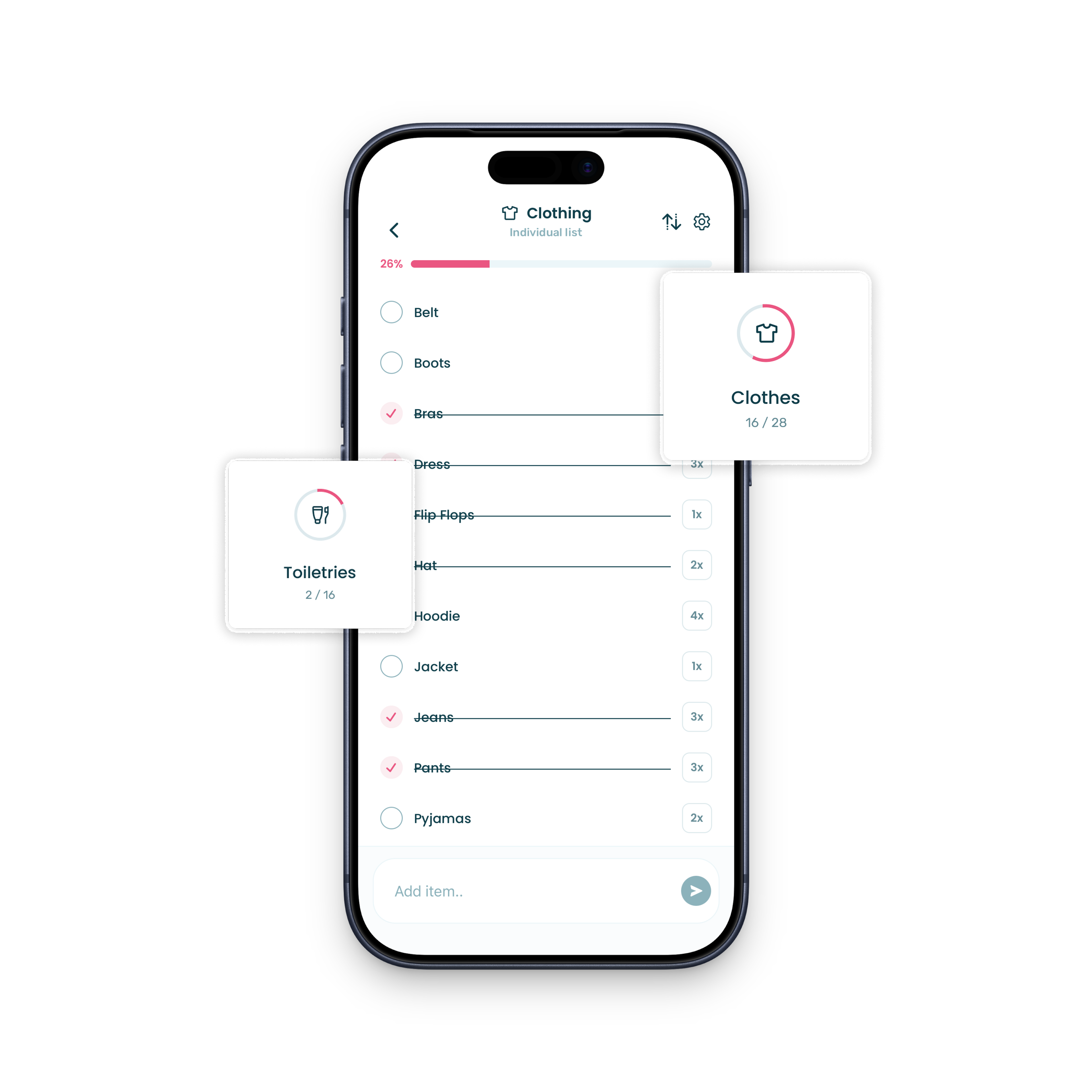 Packing list screenshot