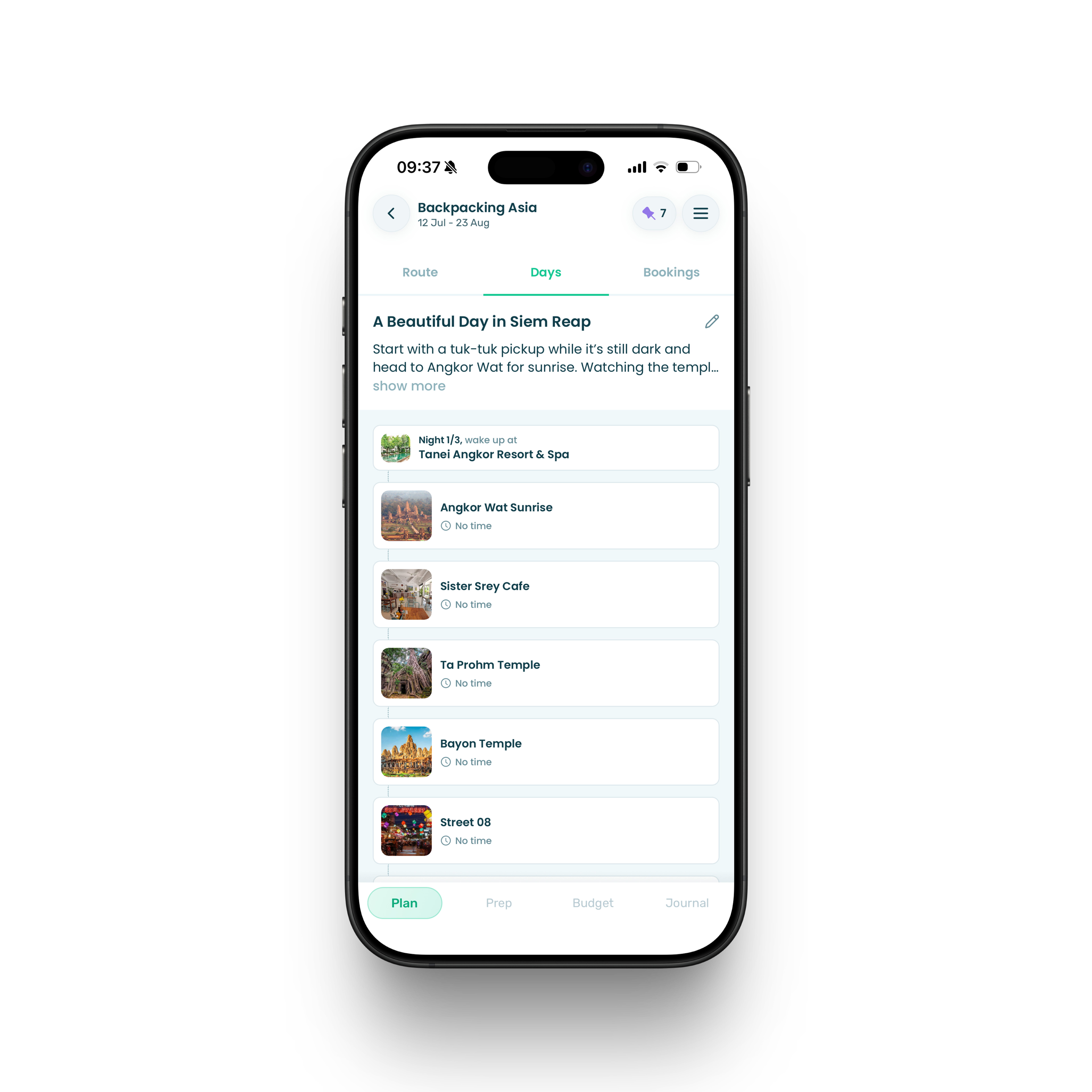 Day-by-day planner on Stippl